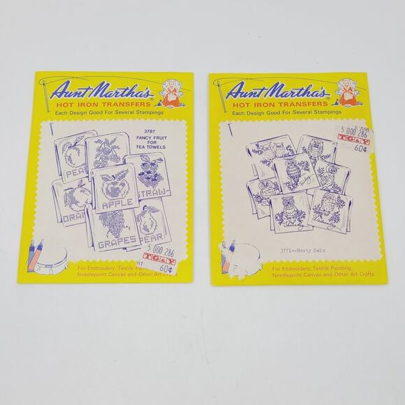VTG Aunt Martha's Cross Stitch Iron Transfer Patterns Lot of 4 w/ Extra Transfrs - Picture 3 of 5